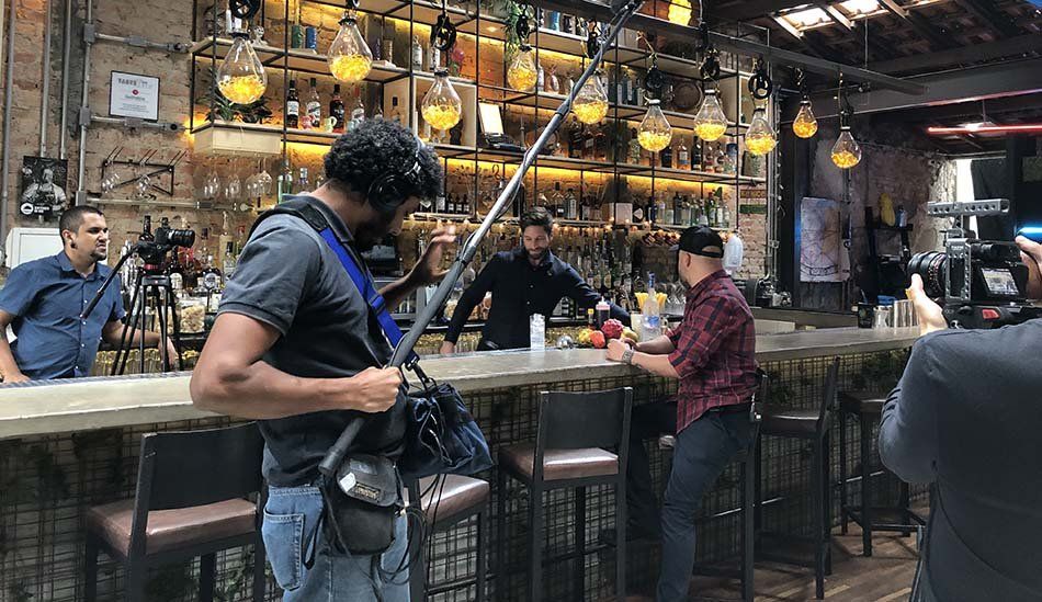 Filming at Guilhotina Bar, Sao Paulo