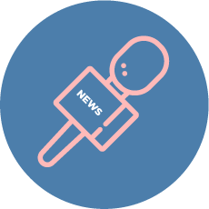 An icon of a person holding a microphone that says news