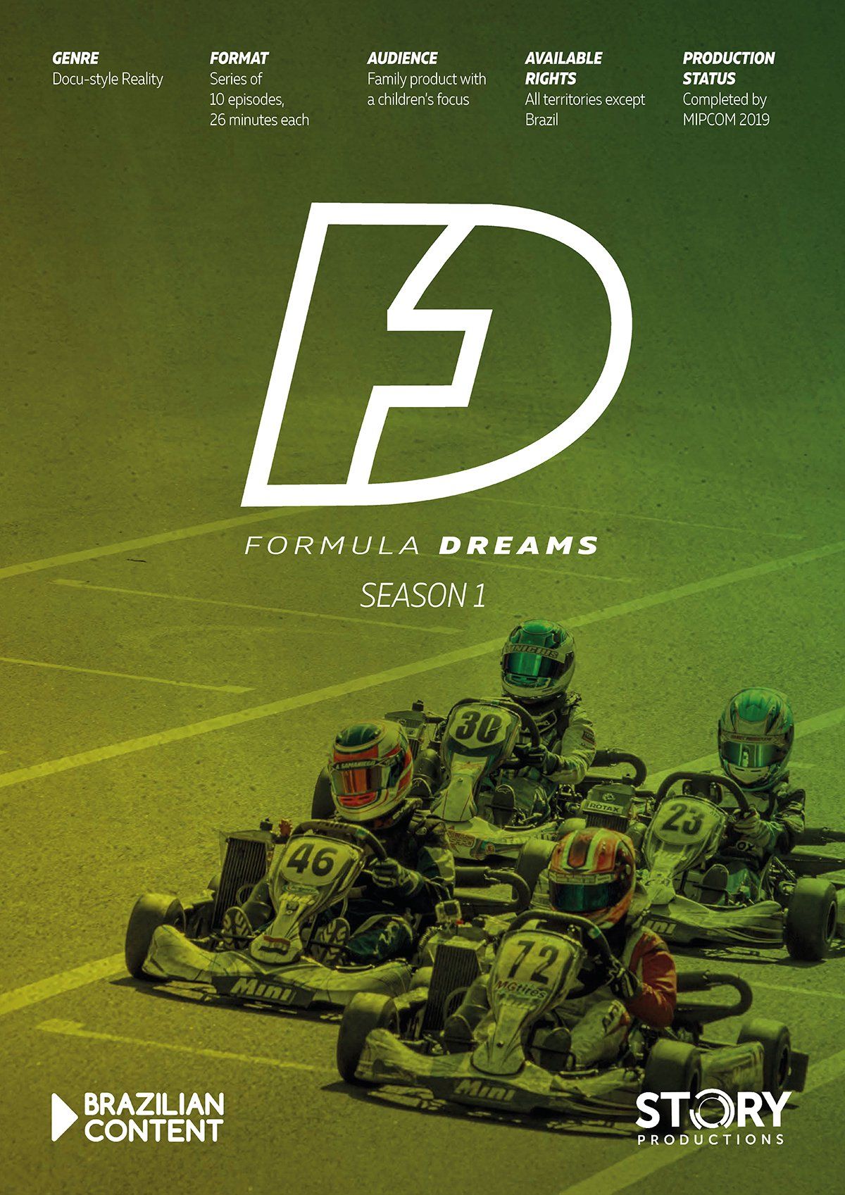 A group of people are riding go karts on a track.
