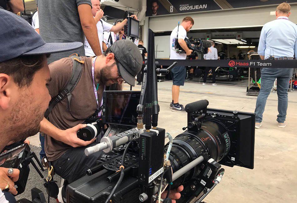Filming at the Interlagos circuit in Sao Paulo