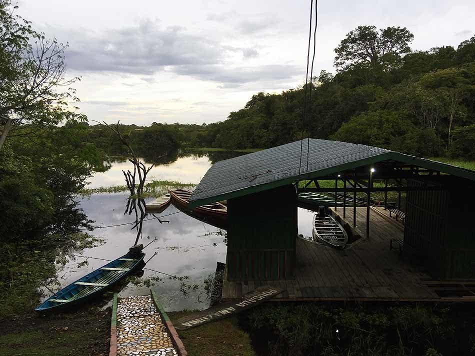 boat shed on the banks of the Negro River in the Amazon Rainforest