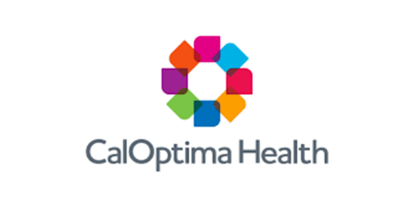 CalOptima Health logo: colorful flower-like shape above text 
