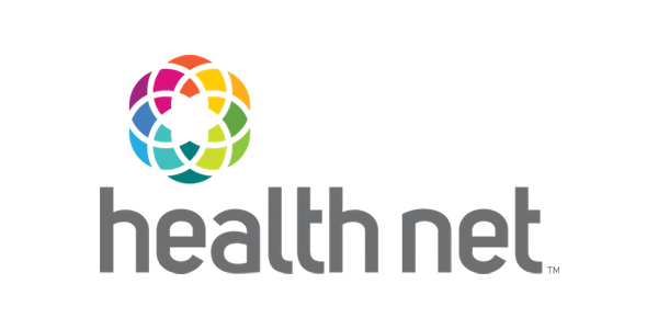 Health Net logo with a colorful flower and text.