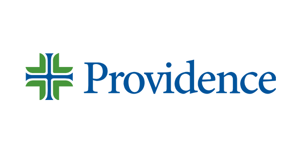 Providence logo: Blue cross with green accents and the word 