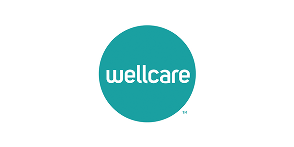 Wellcare logo: white text on a teal circle, on a white background.