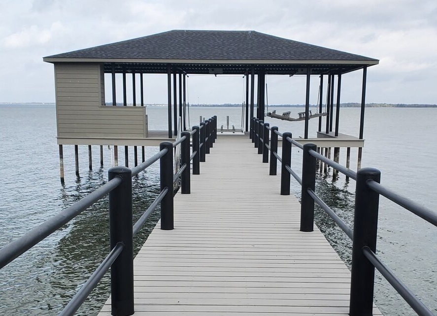 Custom boat house on a texas lake