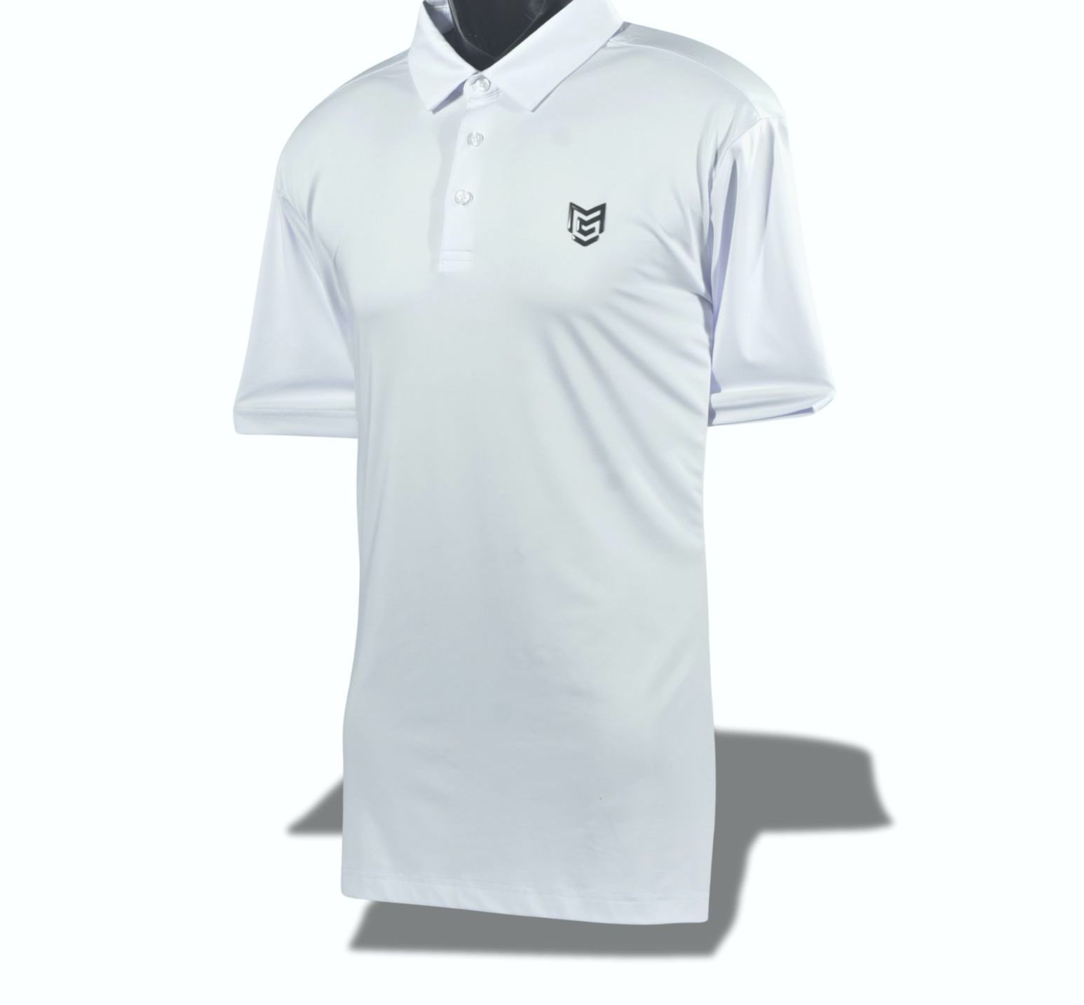 Classic White Golf Polo Shirt with Black Emblem