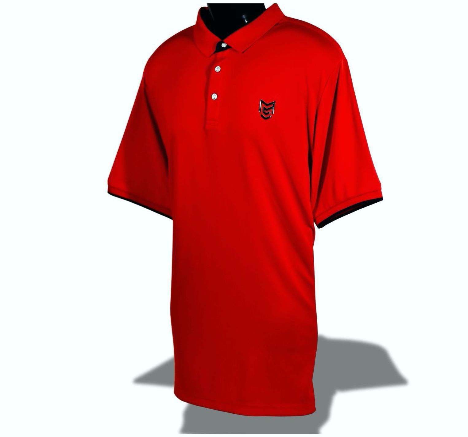 Classic Red Golf Polo with Black Emblem