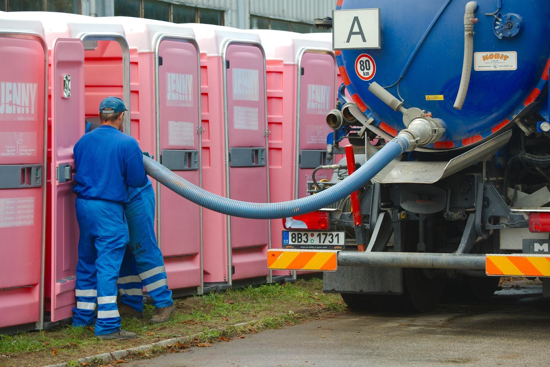 Cleaning of the mobile toilets,