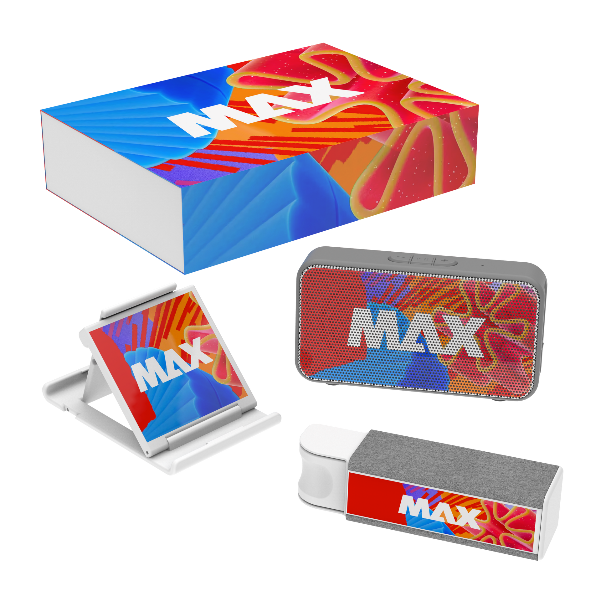 A colorful box with the word max on it.