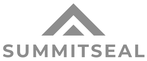 Gray logo: a stylized mountain peak with