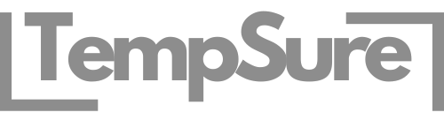 TempSure logo in gray, enclosed in brackets.