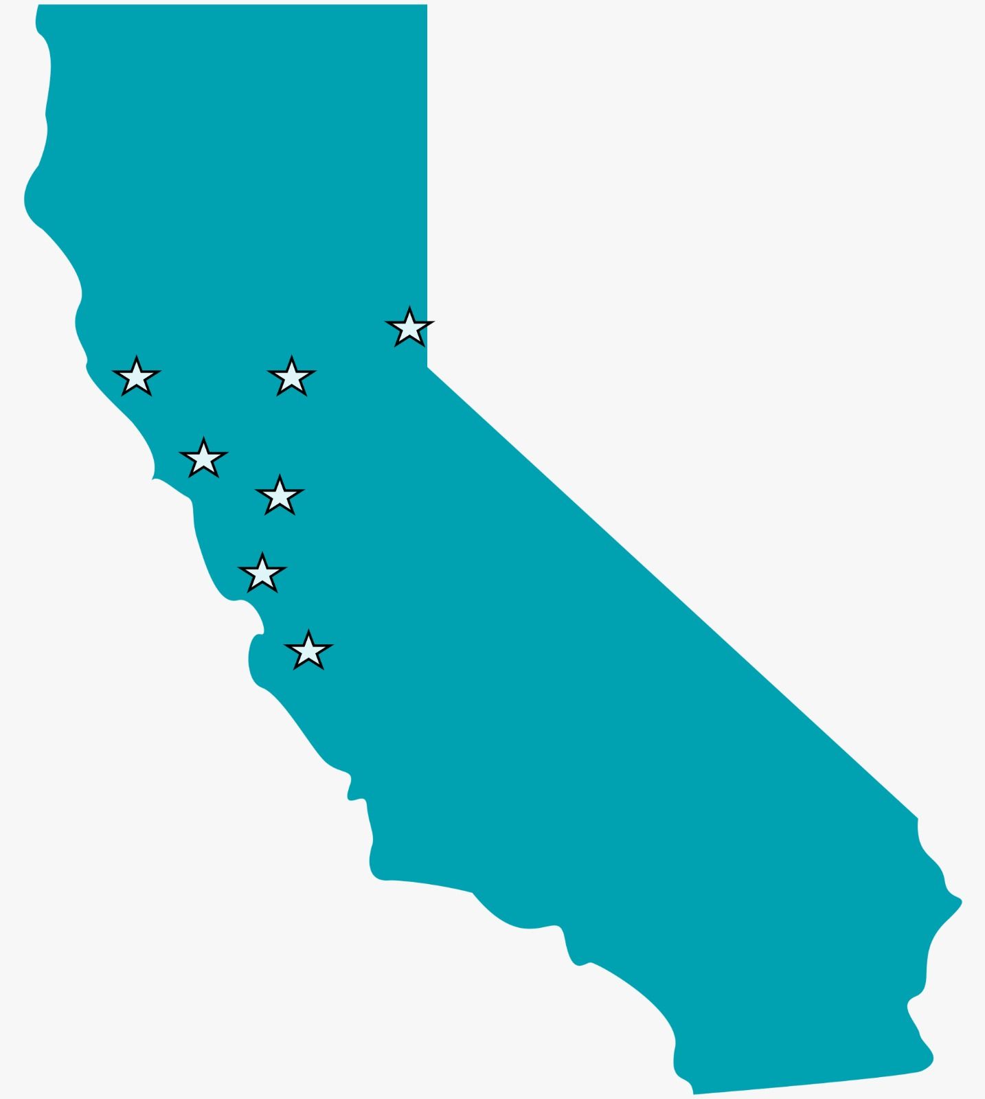 Map of California locations 