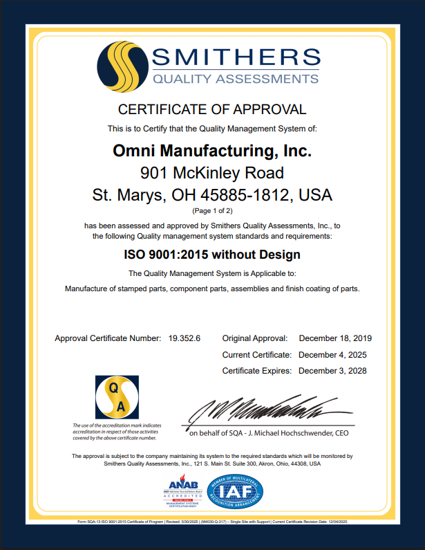 Omni ISO certification