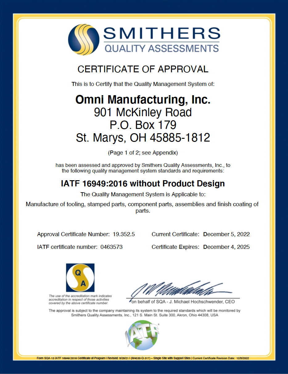 Omni IATF certification