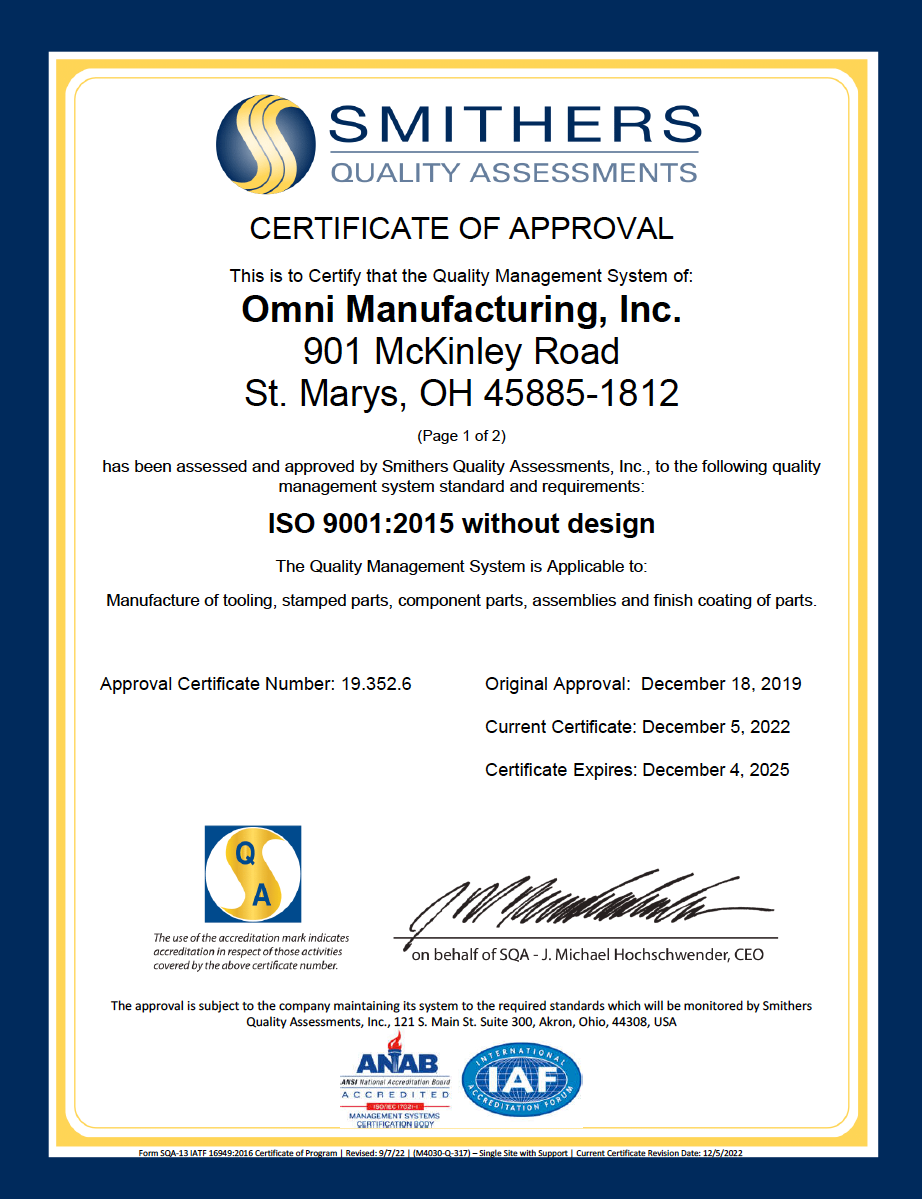 Omni IATF certification