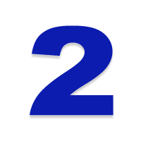 A blue number two on a white background