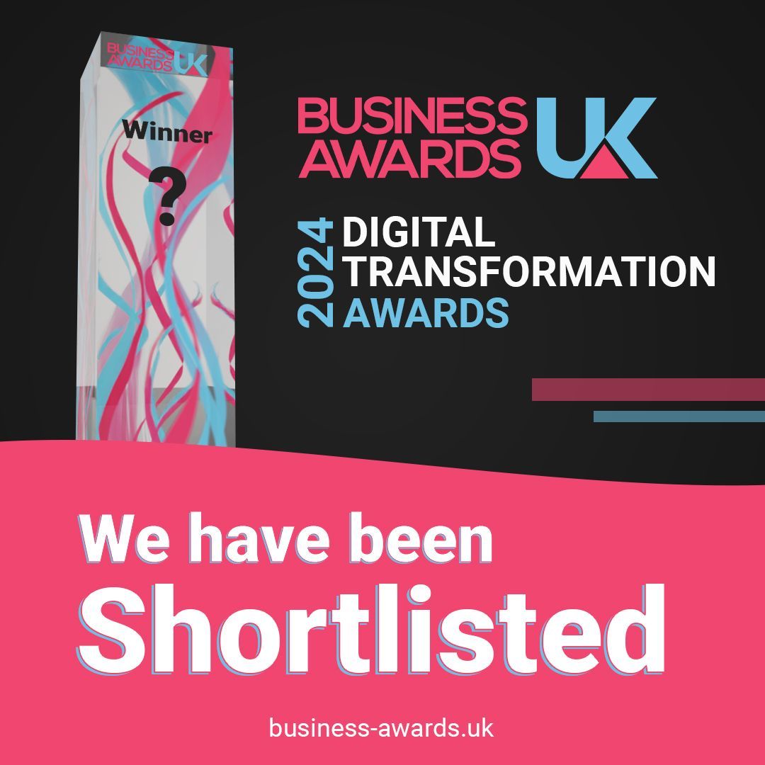 A poster for the business awards uk digital transformation awards