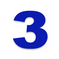 A blue number three on a white background.