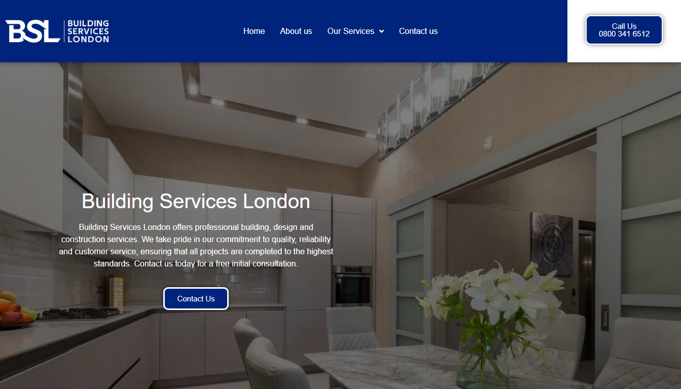 A screenshot of a website for building services london
