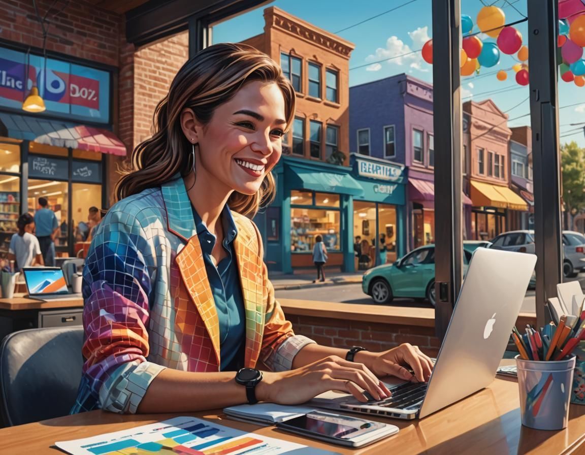 A woman is sitting at a desk using a laptop computer.