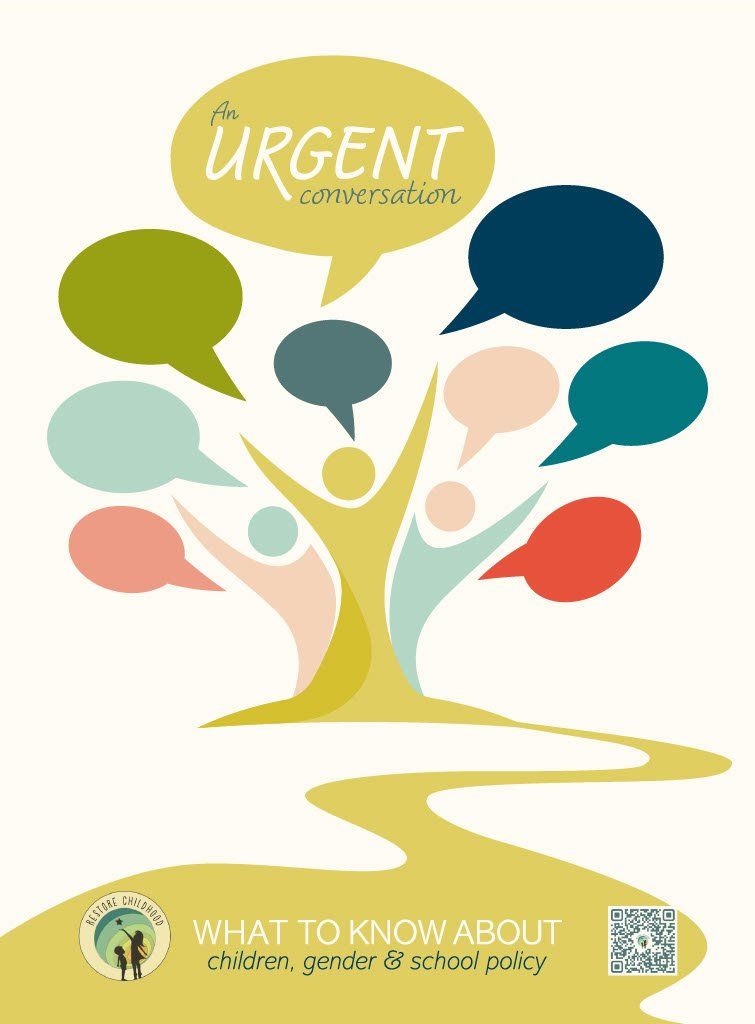 A poster with a tree and speech bubbles that says 