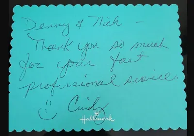 Appreciation Letter On Paper — La Crosse, WI — Affordable Pump & Well Repair Inc