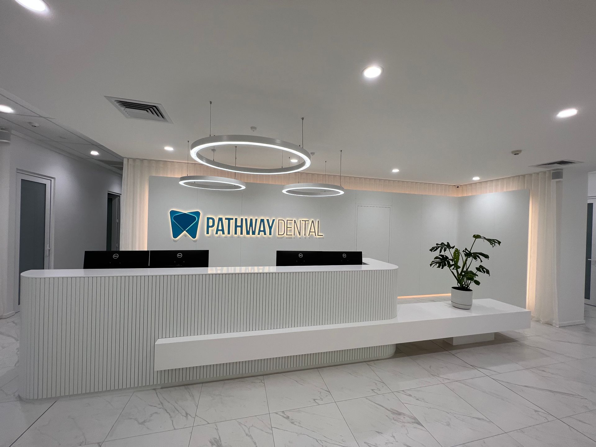 a dental office with a sign that says pathway dental