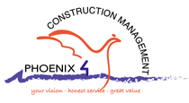 A logo for construction management phoenix 4