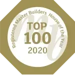 the logo for the top 100 registered master builders house of the year 2020 .