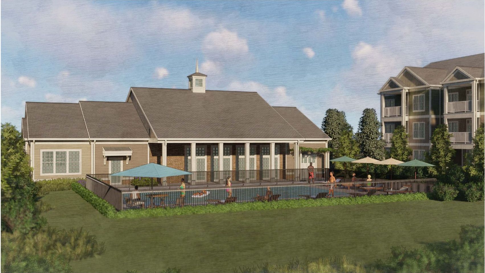 Community Building and Pool Rendering