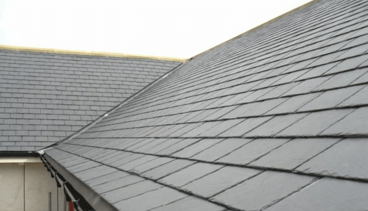 Picture of a new synthetic slate roof replacement by Roofers Nottingham
