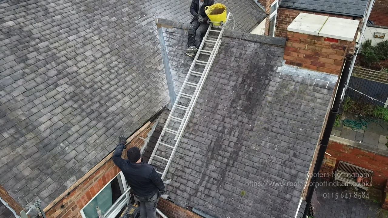 A picture of a roof repair being carried out by Roofers Nottingham
