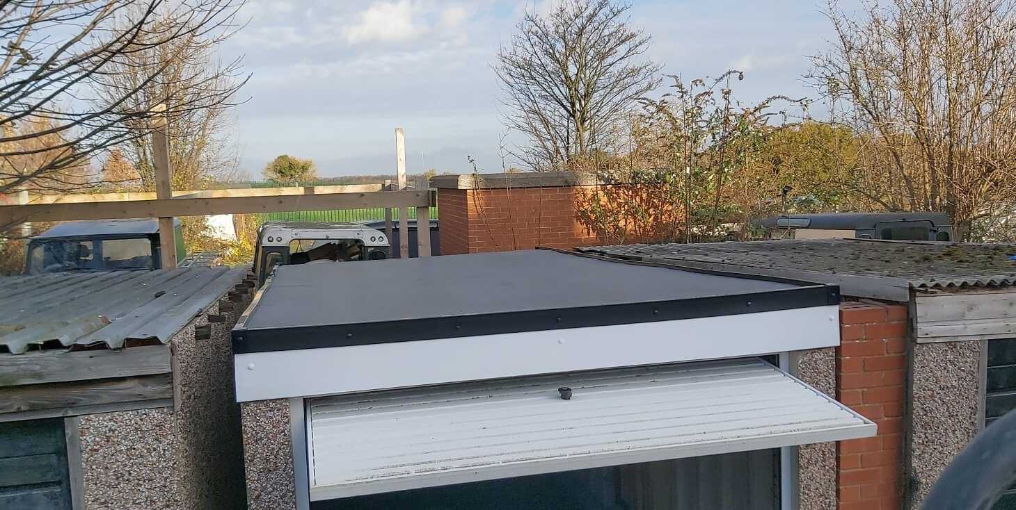 A picture of a garage flat roof replacement by roofers nottingham