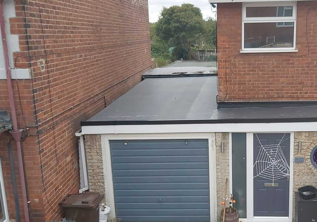a picture of a flat garage roof replacement by roofers nottingham