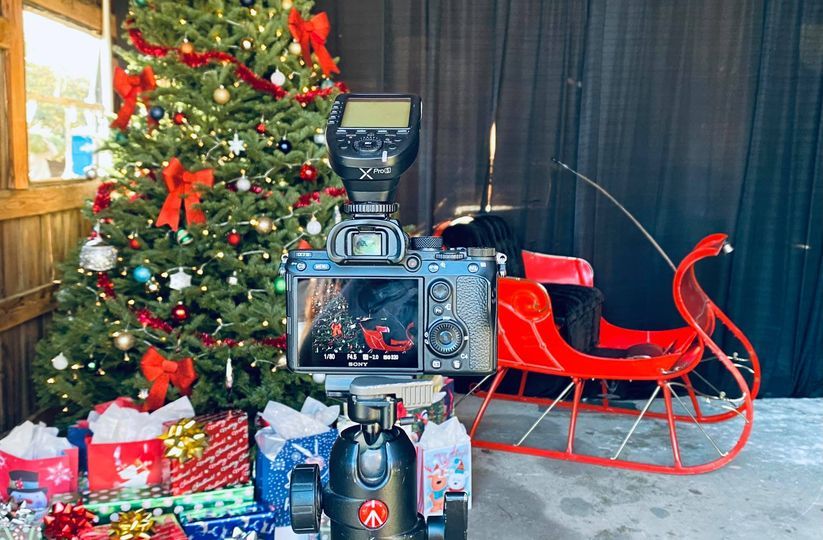 Picture of camera set up for holiday photos.