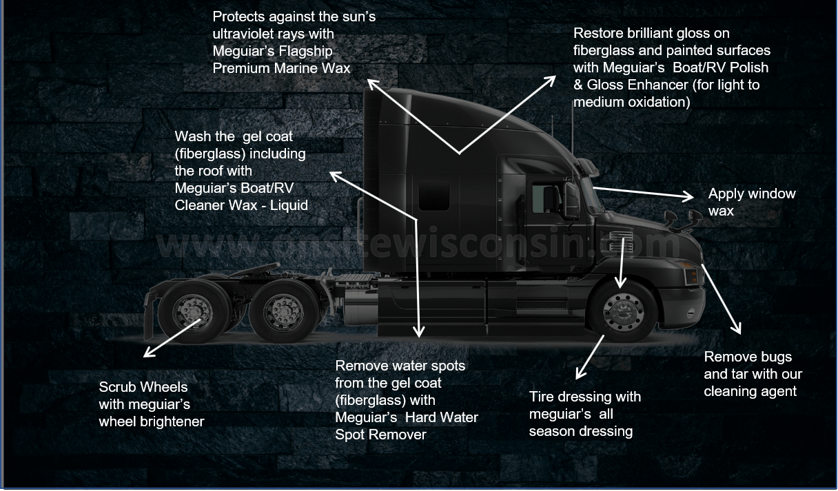 A black semi truck is shown on a black background