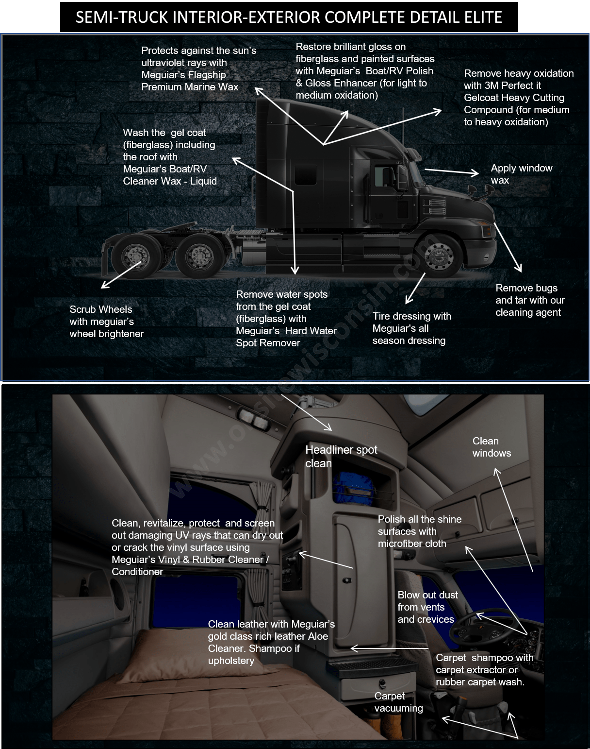 A semi truck interior and exterior complete detail guide