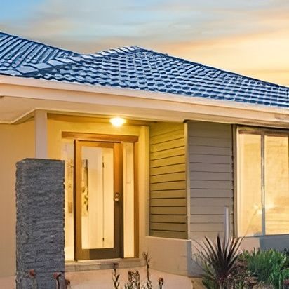 A House With a Blue Roof and a Pillar in Front of It — Roofpoint In Kawungan, QLD