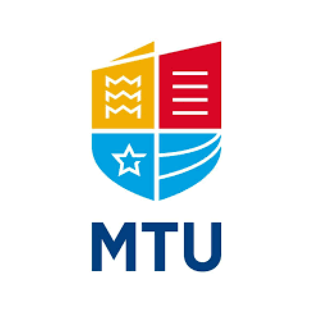 Logo of MTU with a colored shield and the letters MTU below.