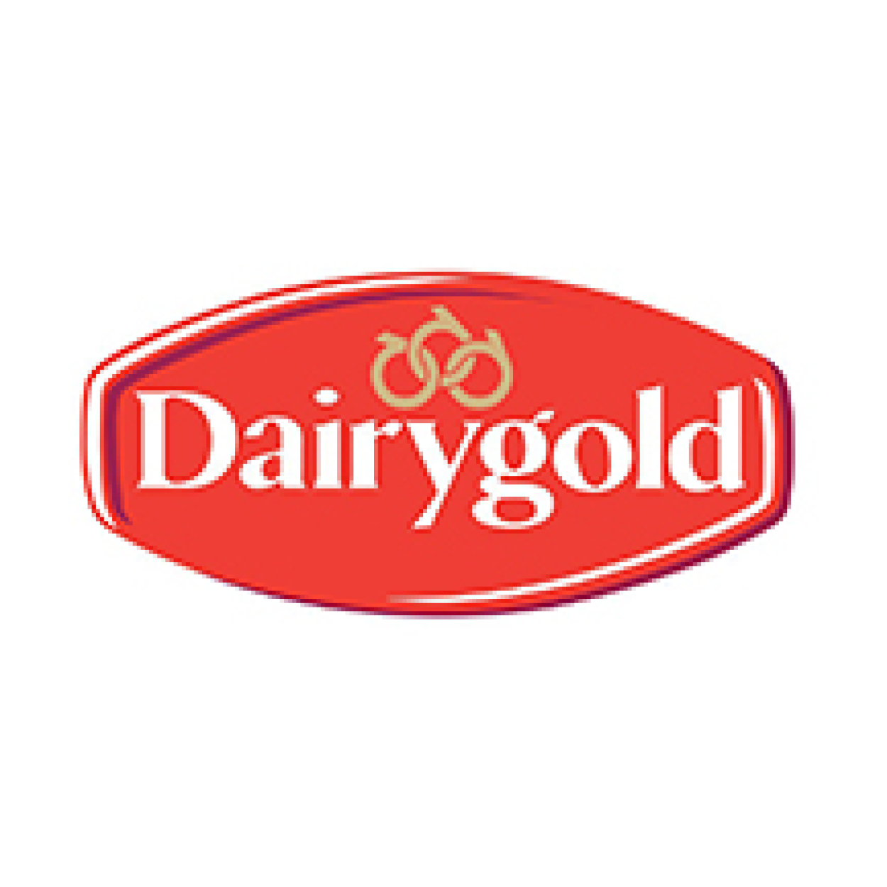 Dairygold logo: Red oval with white text