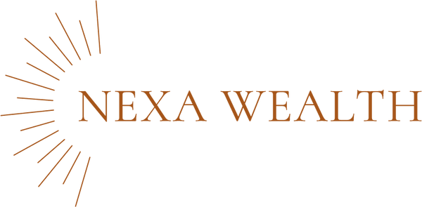 NEXA WEALTH logo with a stylized sunburst on the left.