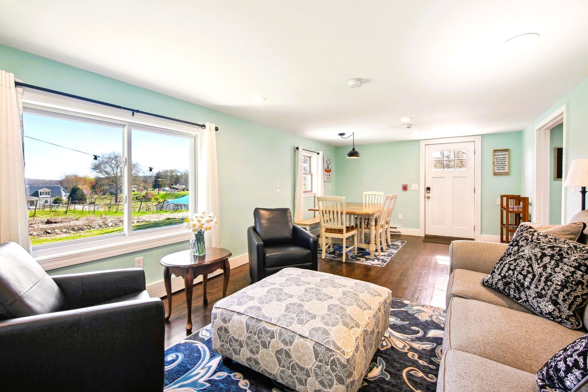 Our parlor with views of the winery and lake -