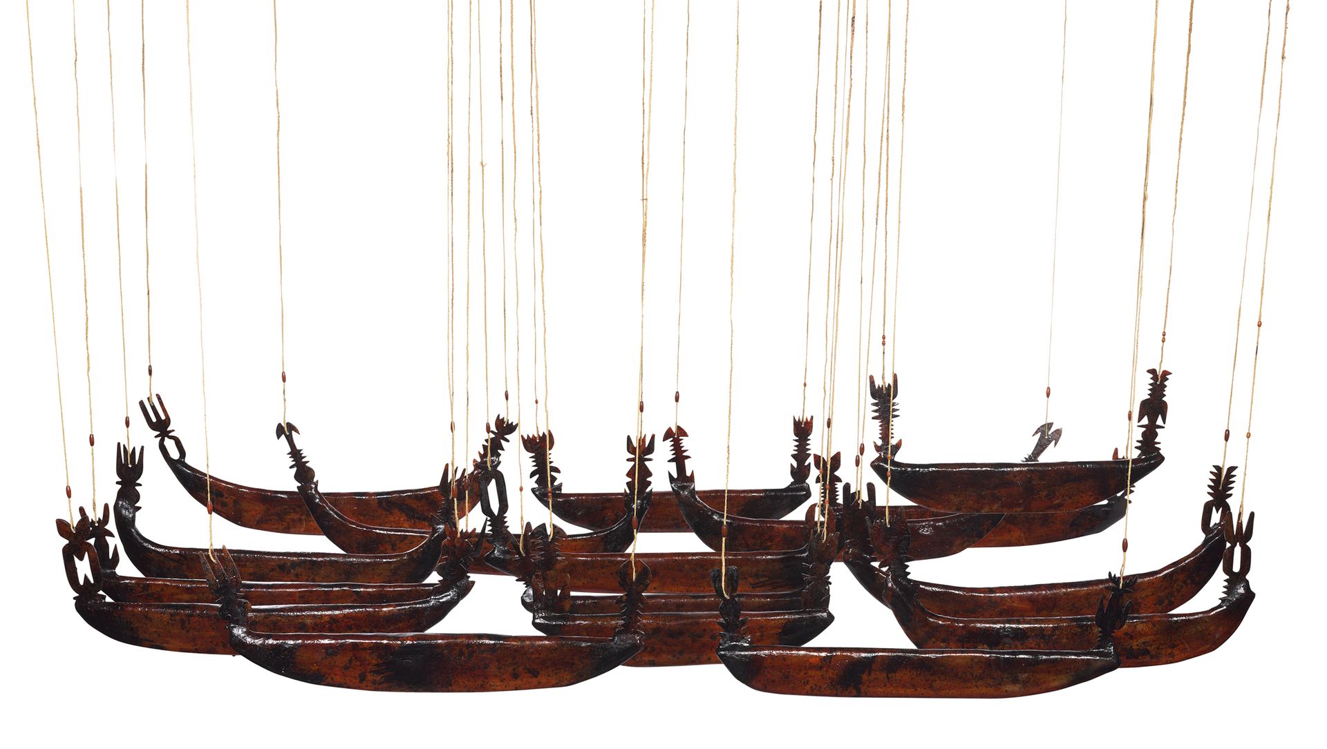 A group of boats are floating in the rain on a white background