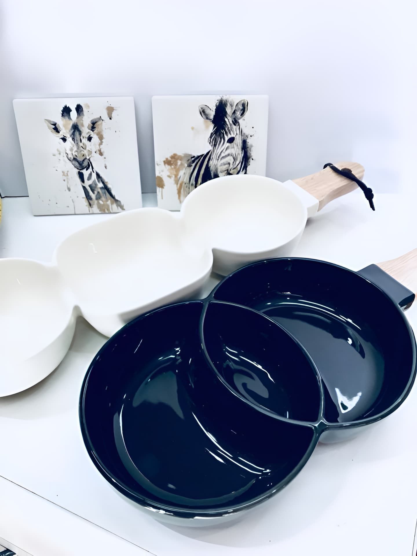 A Black And White Bowl With A Wooden Handle — Kitchen Bar and More In Caloundra, QLD