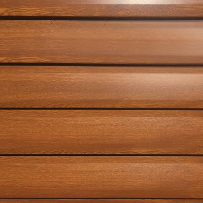 Brown horizontal siding with wood grain texture.