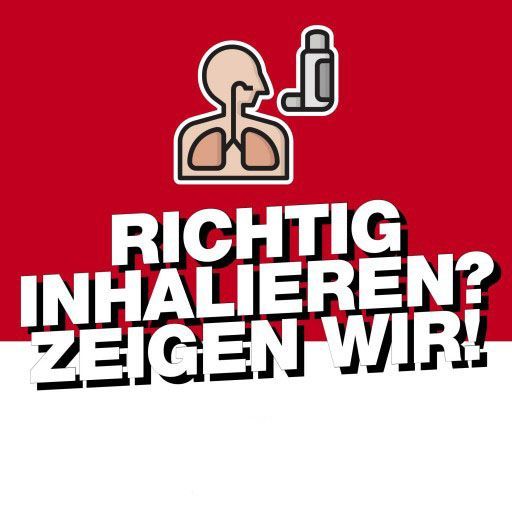 A red and white sign that says `` richtig inhalieren ? zeigen wir ! ''