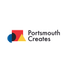Logo for Portsmouth Creates: abstract shapes in red, yellow, blue, and black beside text.