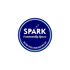 Logo: Dark blue circle with white text "SPARK Community Space" and stars. Blue text: "Helping people spark back into life."