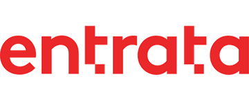 The word entrata is written in red letters on a white background.